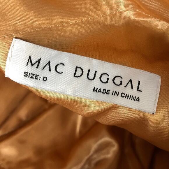 Mac Duggal Dress One Shoulder Metallic Ruffled Evening Gown Oyster Size 0 NWOT - Picture 10 of 13